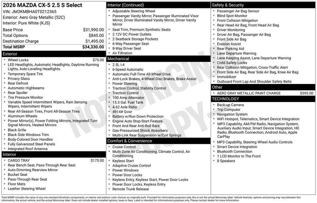 New 2026 MAZDA CX-5 Select AWD/4WD image 33