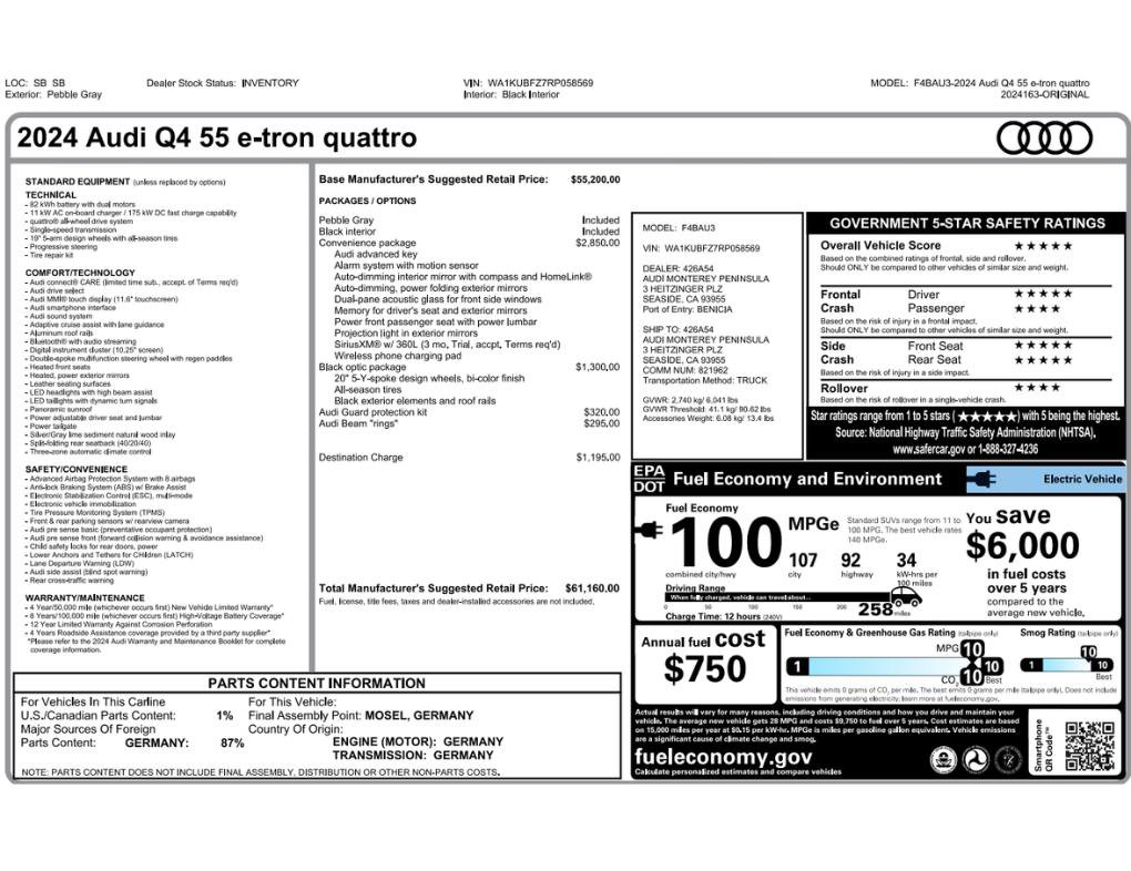 Used 2024 Audi Q4 e-tron Premium w/ Convenience Package image 2