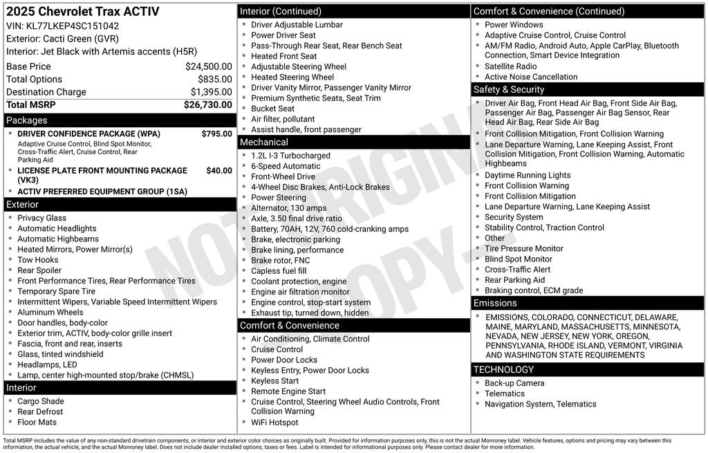 Used 2025 Chevrolet Trax ACTIV w/ Driver Confidence Package image 2