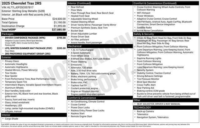 Certified 2025 Chevrolet Trax RS w/ Driver Confidence Package image 30