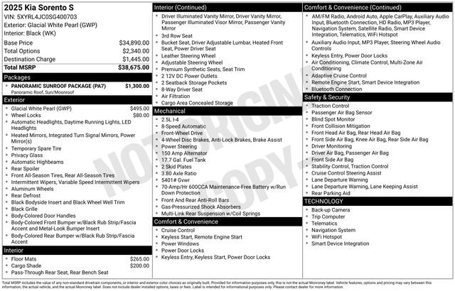 Used 2025 Kia Sorento S w/ Panoramic Sunroof Package image 10