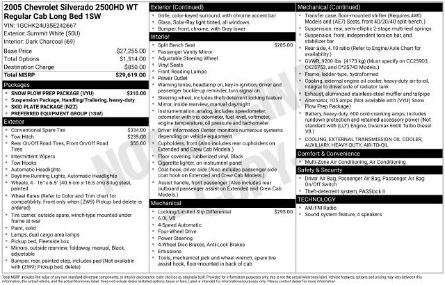Used 2005 Chevrolet Silverado 2500 W/T w/ Snow Plow Prep Package AWD/4WD image 23