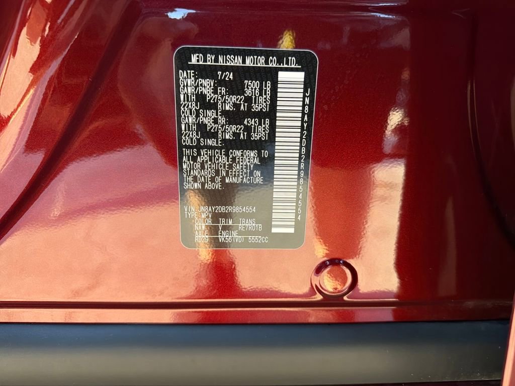 Certified 2024 Nissan Armada Platinum w/ Captain's Chairs Package image 41