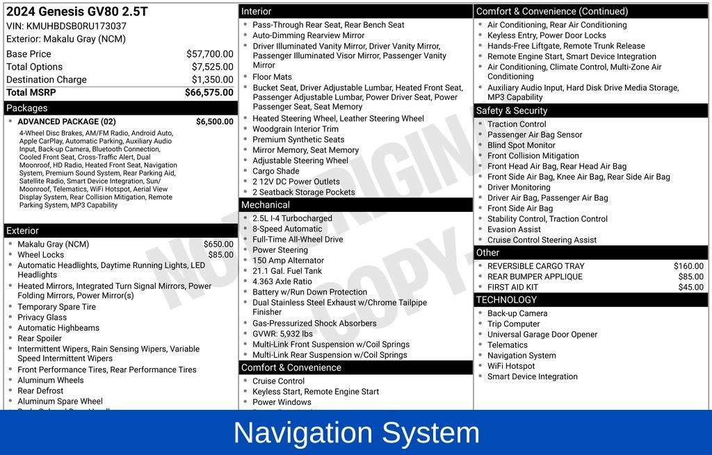 Used 2024 Genesis GV80 2.5T w/ Advanced Package image 3