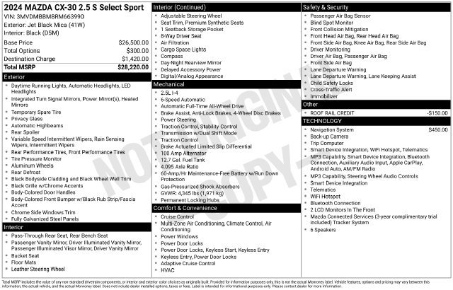 Used 2024 MAZDA CX-30 AWD 2.5 S w/ Select Sport Pkg image 13