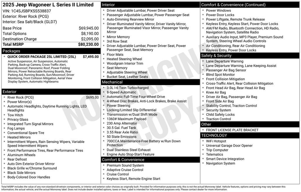 New 2025 Jeep Wagoneer L Series II AWD/4WD image 21