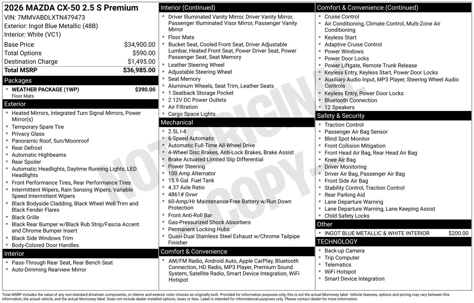 Certified 2026 MAZDA CX-50 AWD 2.5 S w/ Weather Package image 40