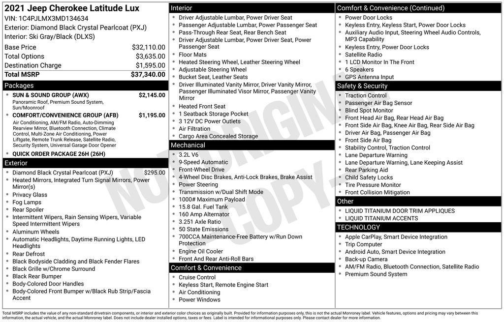 Certified 2021 Jeep Cherokee Latitude Lux w/ Sun & Sound Group FWD image 10