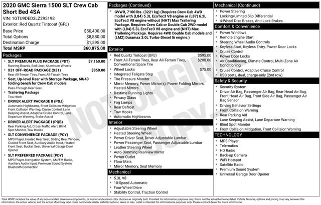 Used 2020 GMC Sierra 1500 SLT w/ SLT Premium Plus Package image 32