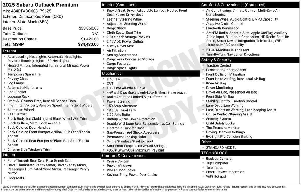 Certified 2025 Subaru Outback Premium image 42