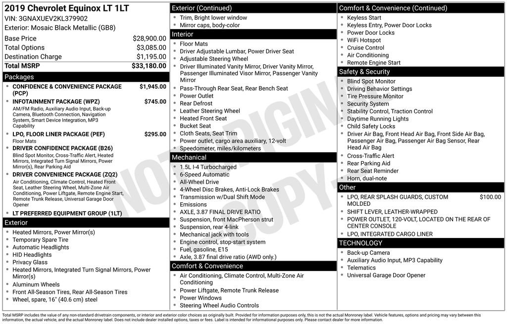 Certified 2019 Chevrolet Equinox LT AWD/4WD image 34