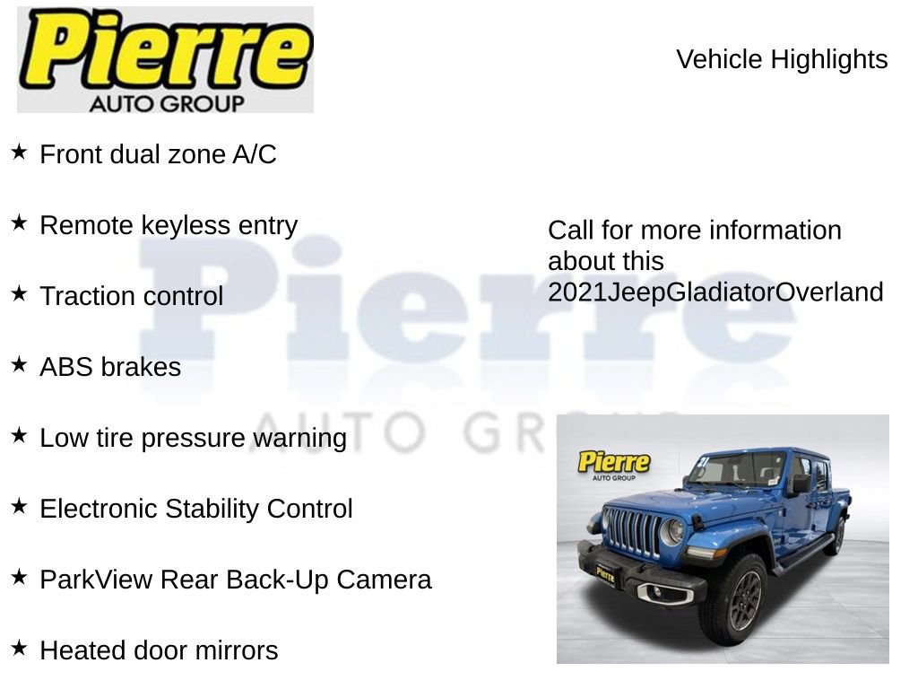 Used 2021 Jeep Gladiator Overland w/ Uconnect 4C Nav & Sound Group image 7