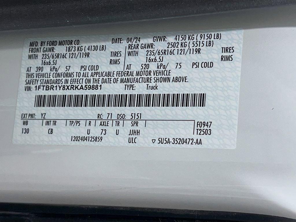 Certified 2024 Ford Transit 250 Low Roof w/ Exterior Upgrade Package RWD image 33