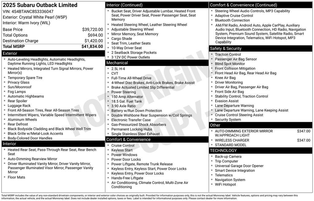 Certified 2025 Subaru Outback Limited image 34