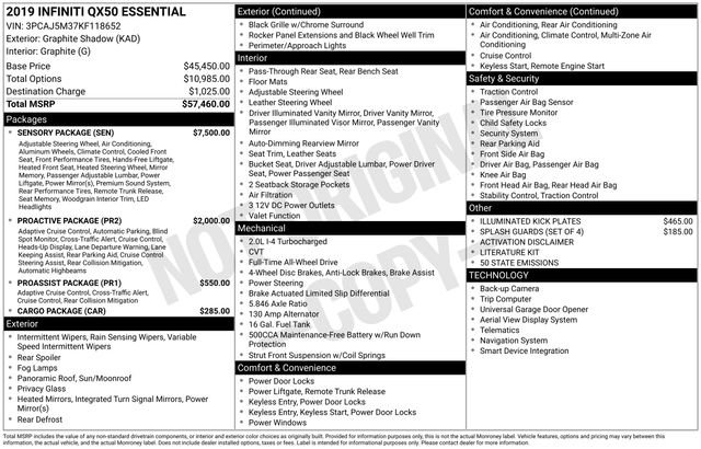 Used 2019 INFINITI QX50 Essential w/ Sensory Package image 36