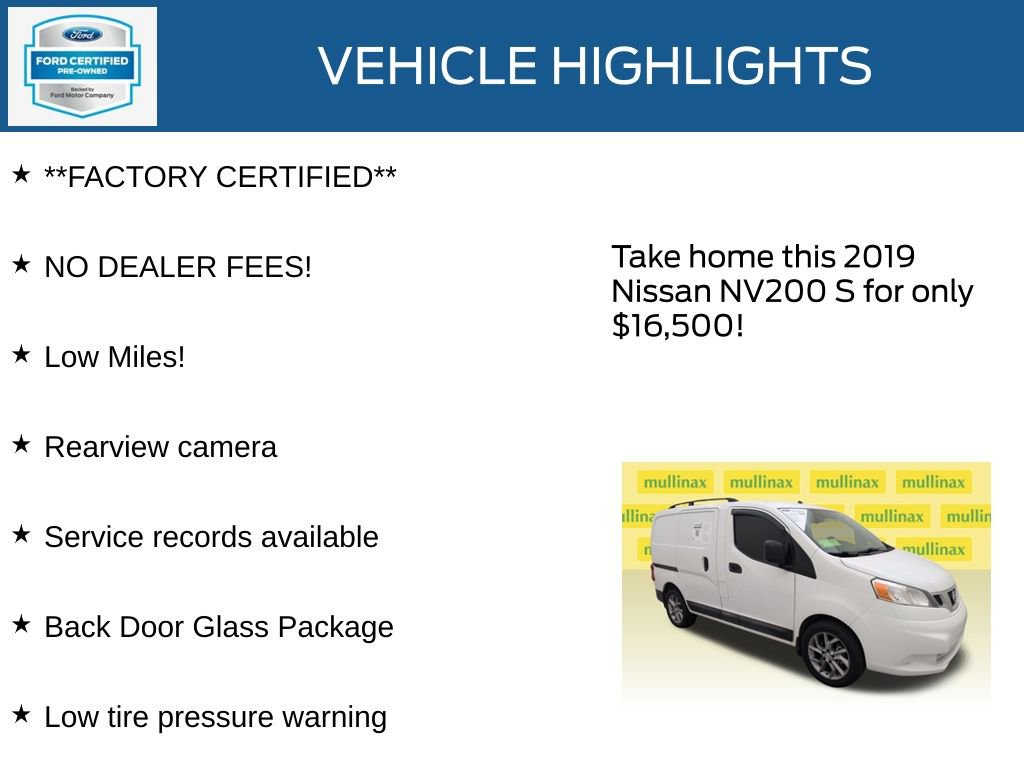 Used 2019 Nissan NV200 S w/ Back Door Glass Package FWD image 12