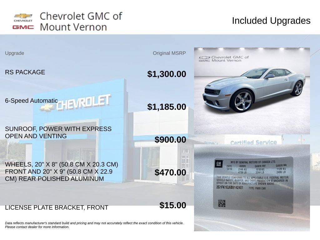 Used 2011 Chevrolet Camaro SS w/ RS Package RWD image 6