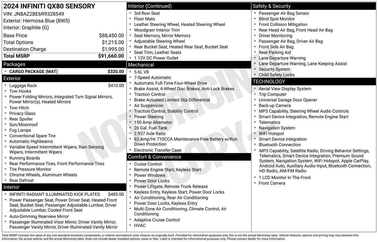 Certified 2024 INFINITI QX80 Sensory w/ Cargo Package AWD/4WD image 35
