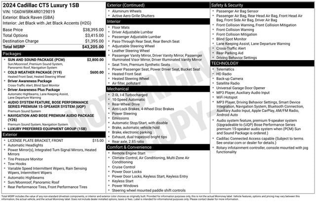 Certified 2024 Cadillac CT5 Luxury w/ Sun And Sound Package RWD image 35