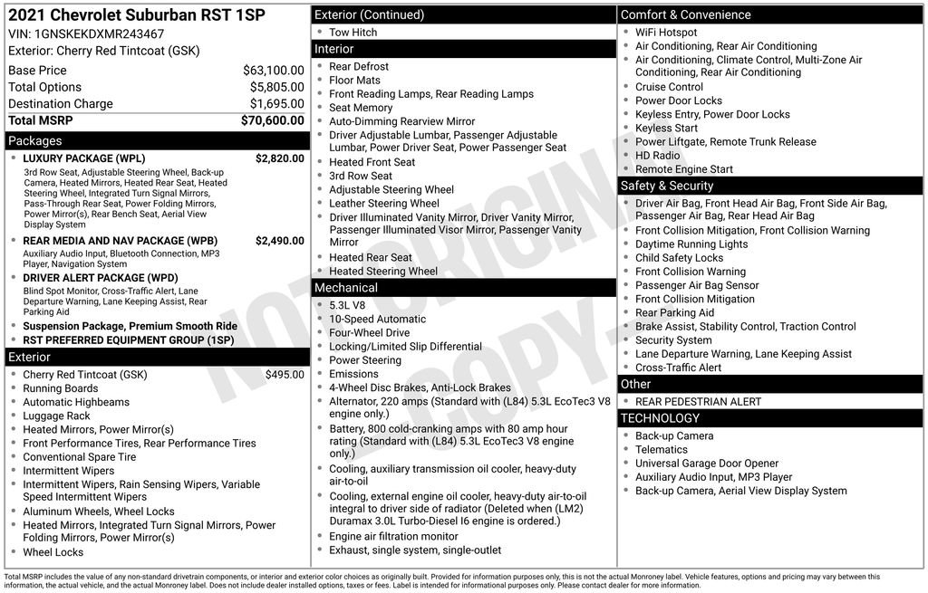 Used 2021 Chevrolet Suburban RST w/ Luxury Package image 16