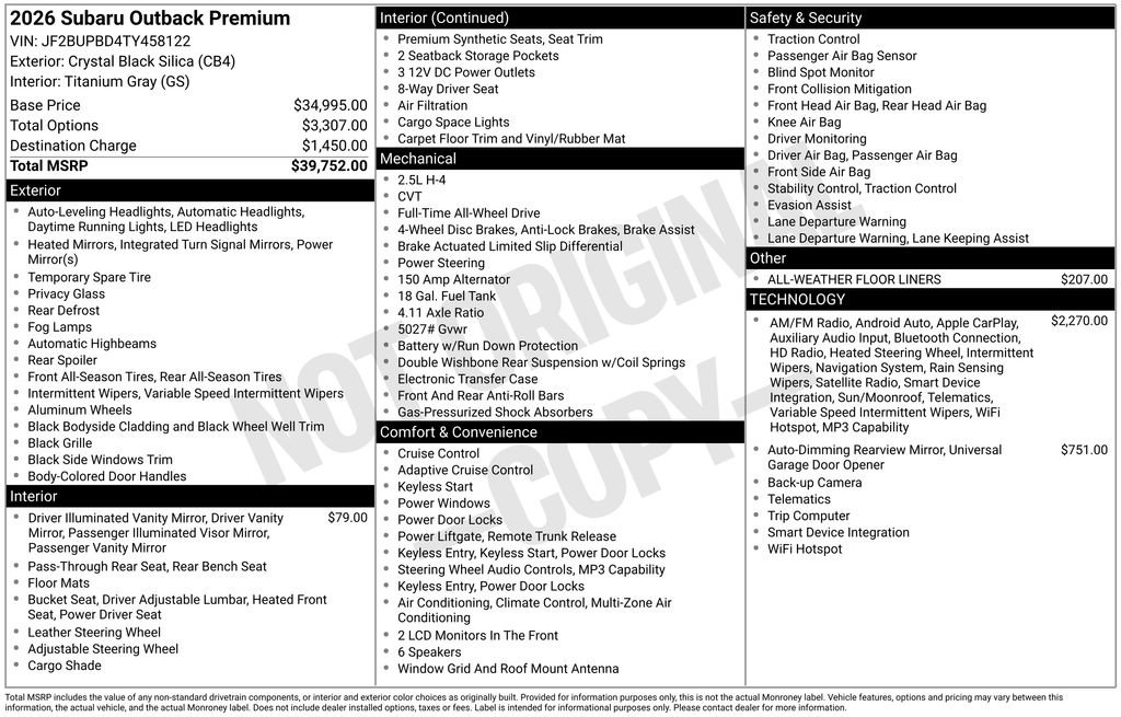 Certified 2026 Subaru Outback Premium AWD/4WD image 3