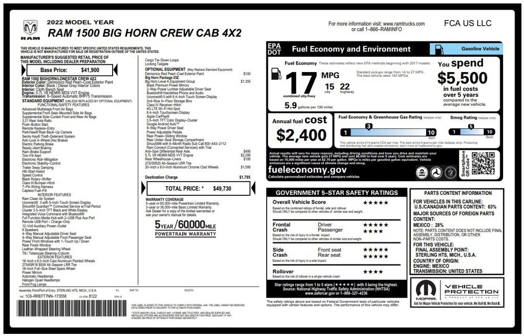 Used 2022 RAM 1500 Big Horn RWD image 3