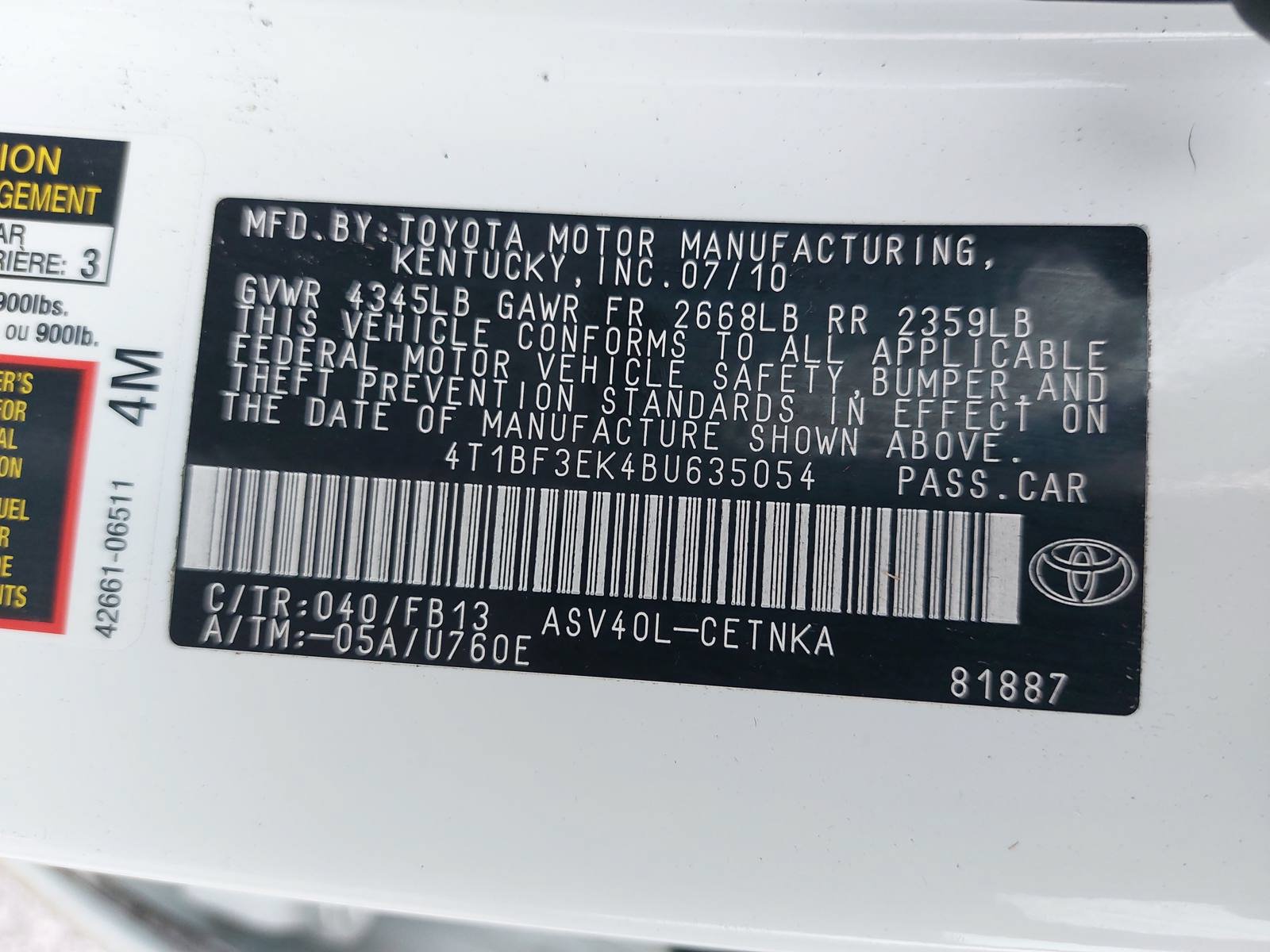 Used 2011 Toyota Camry LE w/ LE Extra-Value Pkg FWD image 35
