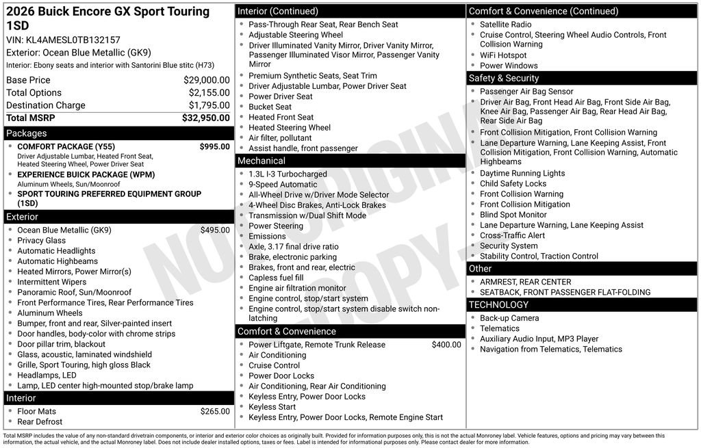 New 2026 Buick Encore GX Sport Touring w/ Comfort Package image 48