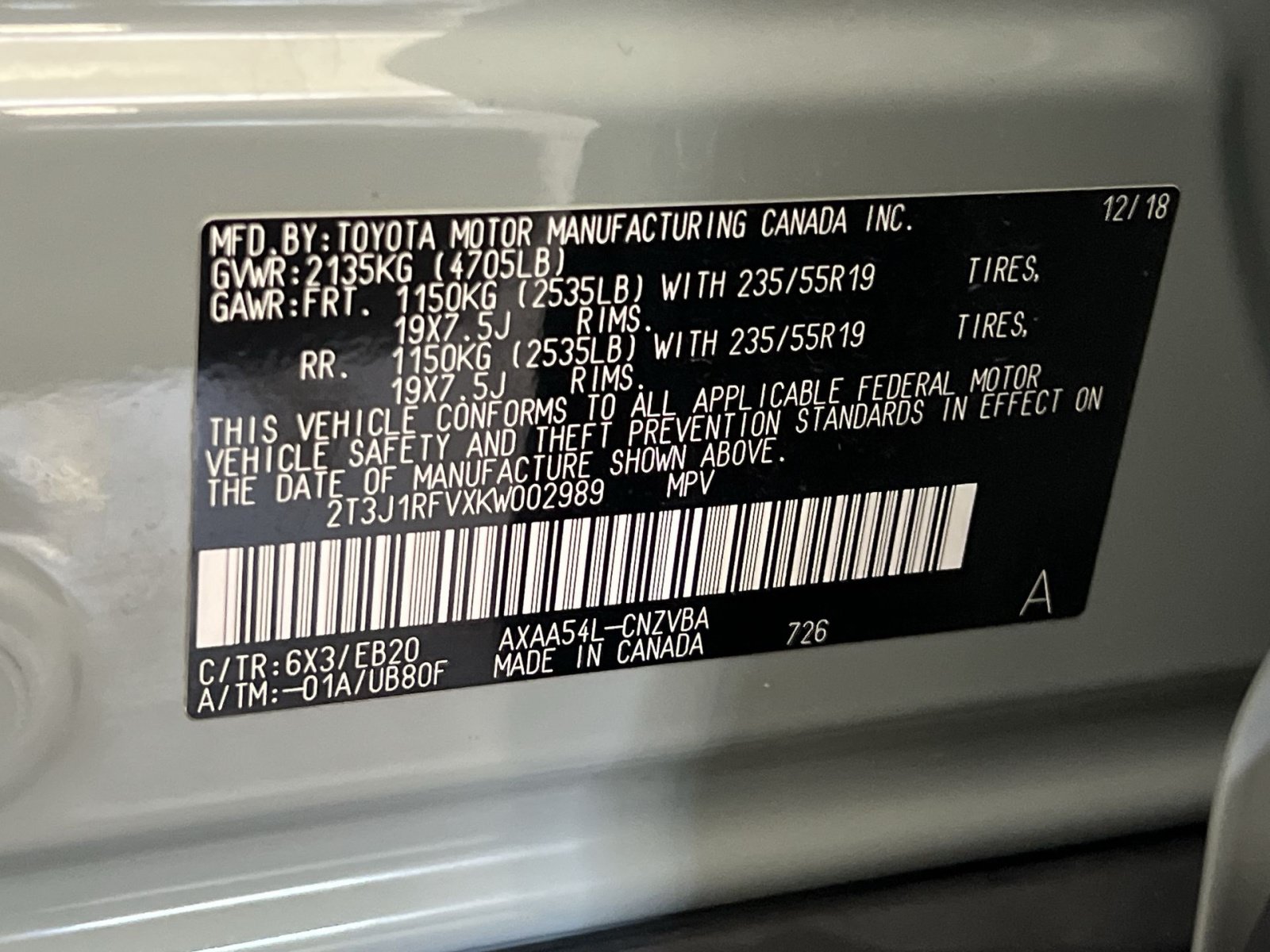 Used 2019 Toyota RAV4 Adventure w/ All Weather Liner Package AWD/4WD image 40