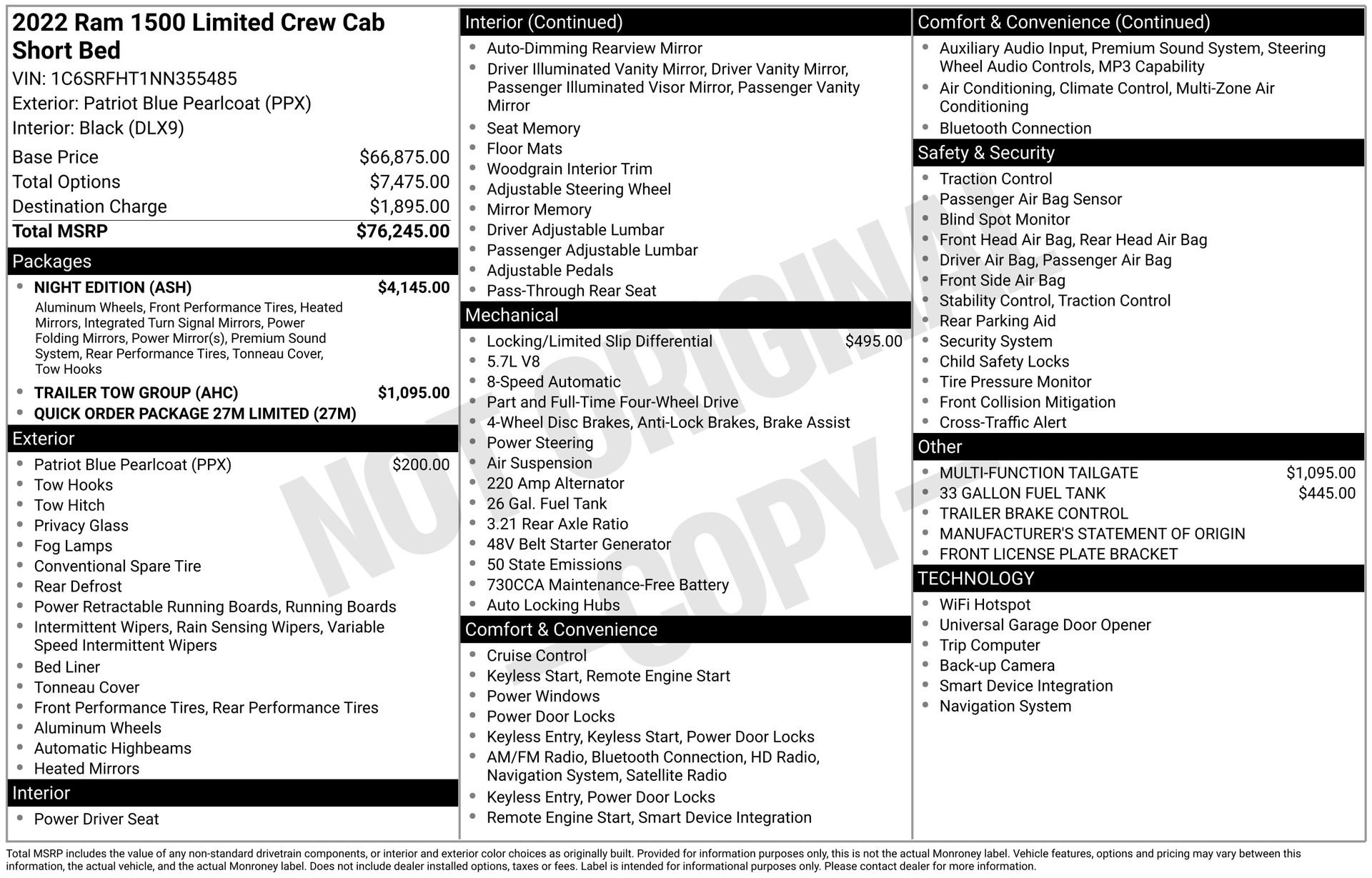 Used 2022 RAM 1500 Limited w/ Night Edition image 15