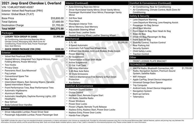 Used 2021 Jeep Grand Cherokee L Overland w/ Luxury Tech Group IV image 35