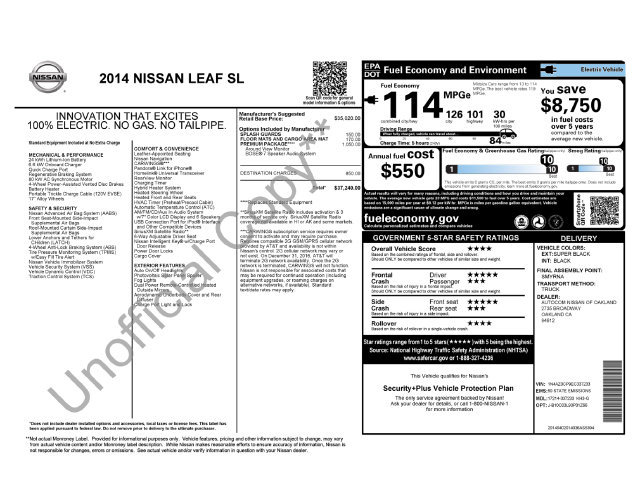 Used 2014 Nissan Leaf SL w/ Premium Package FWD image 29