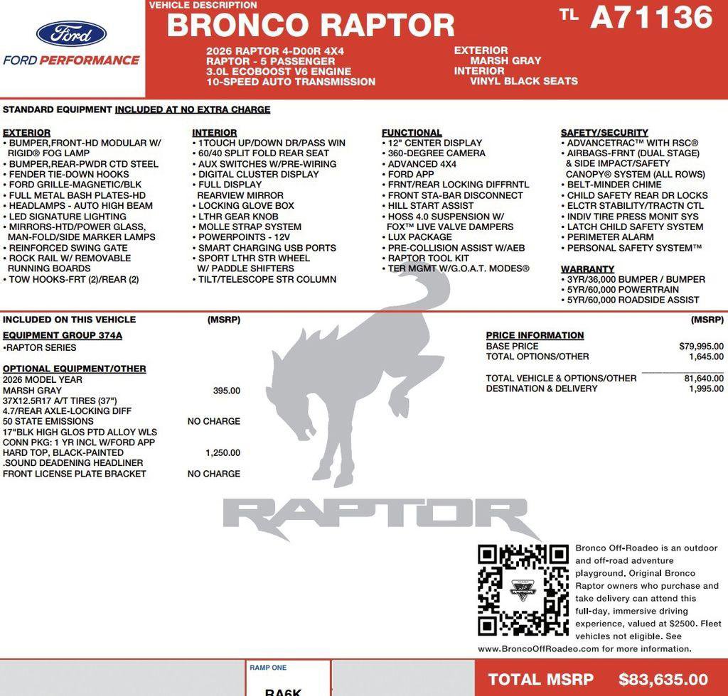 New 2026 Ford Bronco Raptor AWD/4WD image 2