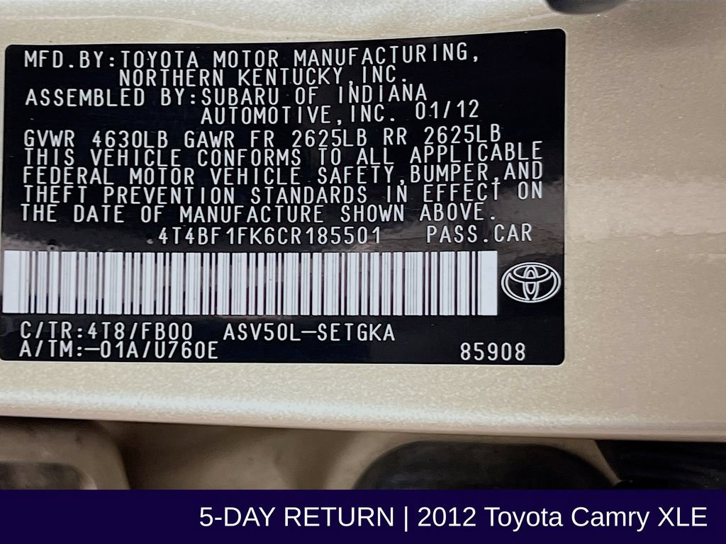 Used 2012 Toyota Camry XLE FWD image 35