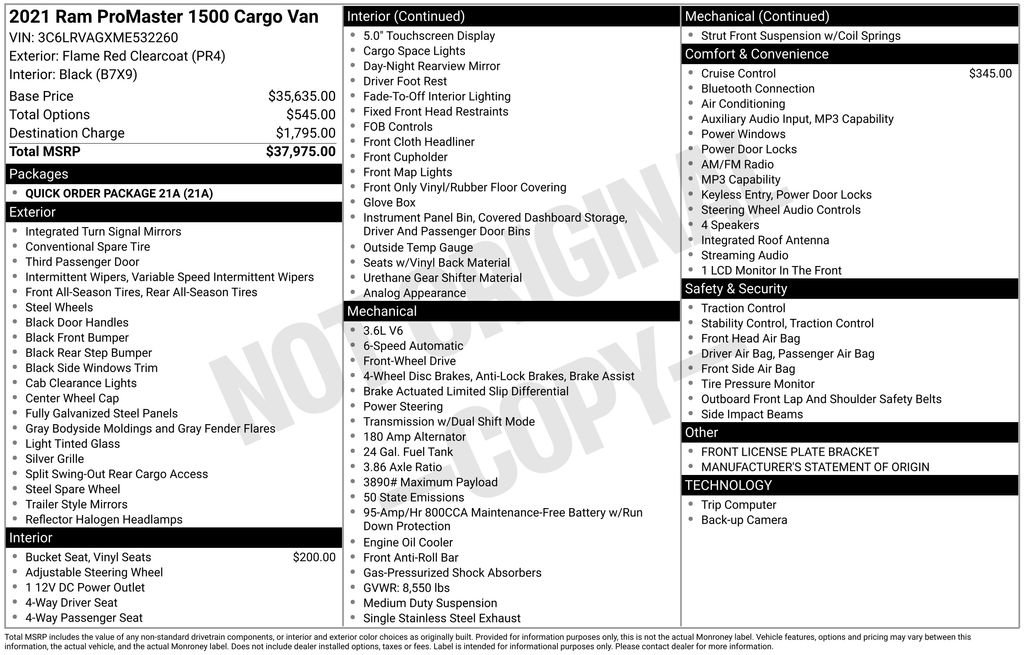 Used 2021 RAM ProMaster 1500 FWD image 23