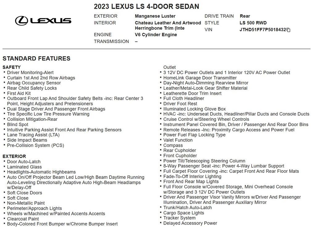 Used 2023 Lexus LS 500 w/ Interior Upgrade Package RWD image 22