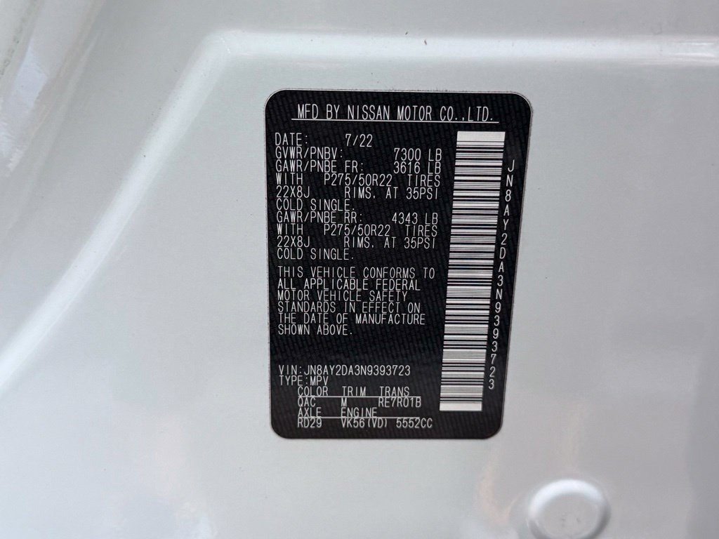 Used 2022 Nissan Armada Platinum w/ Captain's Chairs Package RWD image 58