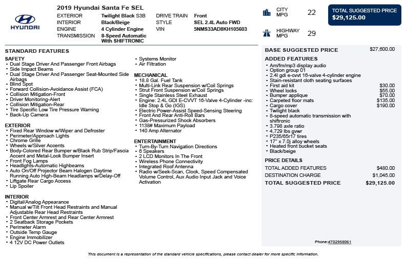 Used 2019 Hyundai Santa Fe SEL image 3