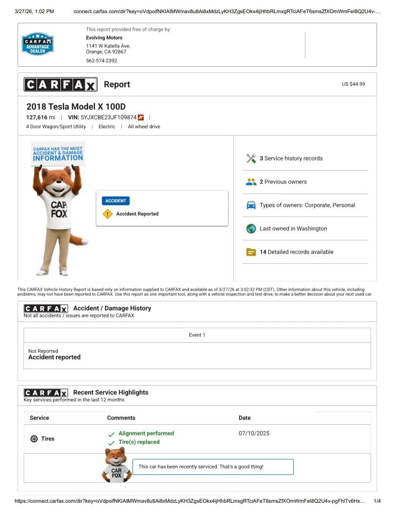 Used 2018 Tesla Model X 100D image 2