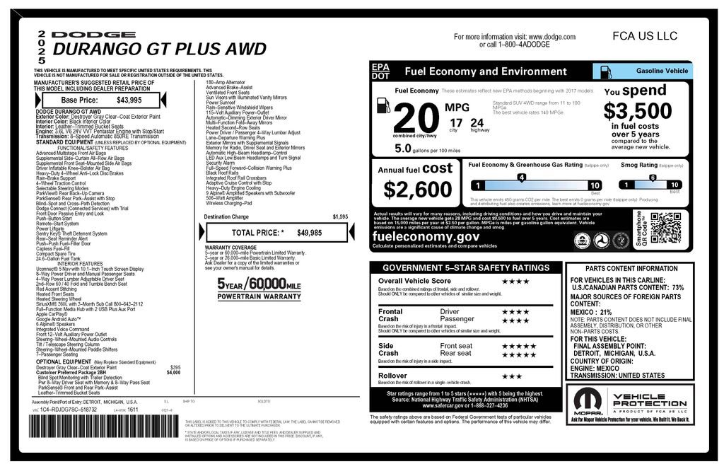 Used 2025 Dodge Durango GT AWD/4WD image 2