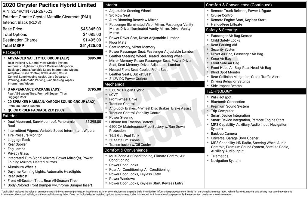 Used 2020 Chrysler Pacifica Limited w/ Advanced Safetytec Group FWD image 10