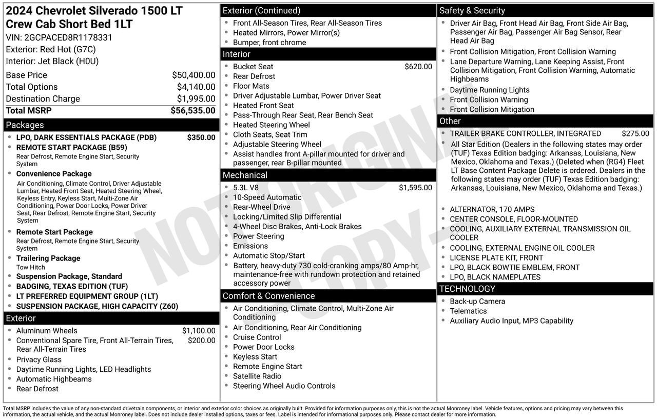 Used 2024 Chevrolet Silverado 1500 LT w/ LPO, Dark Essentials Package RWD image 29