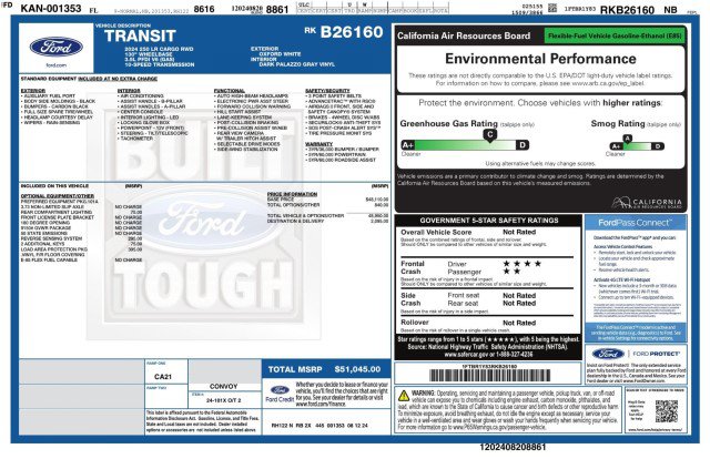 Used 2024 Ford Transit 250 Low Roof w/ Load Area Protection Package RWD image 3
