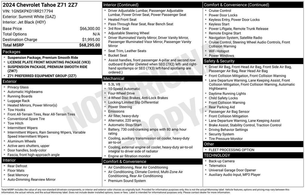 Certified 2024 Chevrolet Tahoe Z71 AWD/4WD image 6