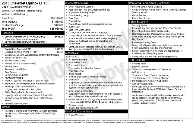 Used 2015 Chevrolet Equinox LT w/ Driver Convenience Package FWD image 2