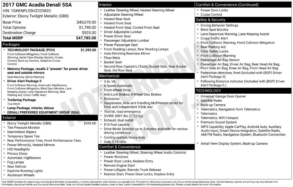 Used 2017 GMC Acadia Denali w/ Technology Package FWD image 2