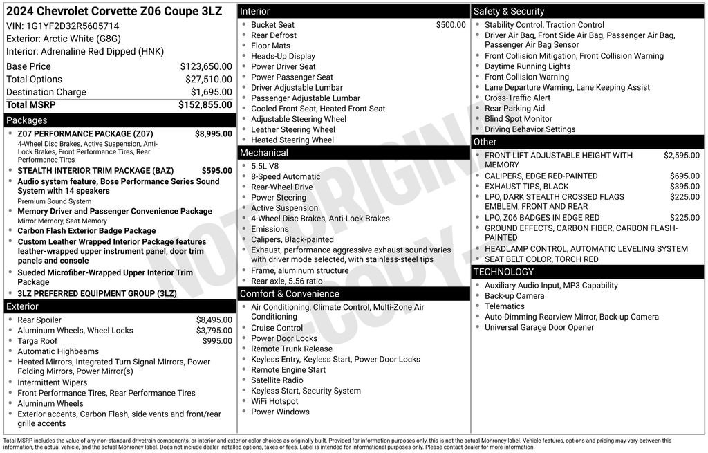 Used 2024 Chevrolet Corvette Z06 w/ Z07 Performance Package RWD image 6