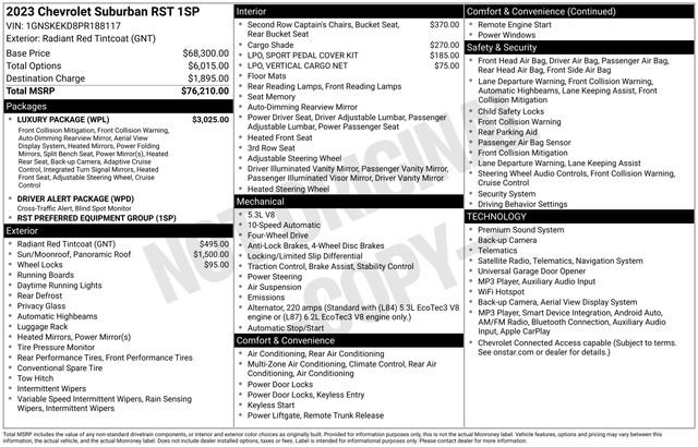 Used 2023 Chevrolet Suburban RST w/ Luxury Package AWD/4WD image 20