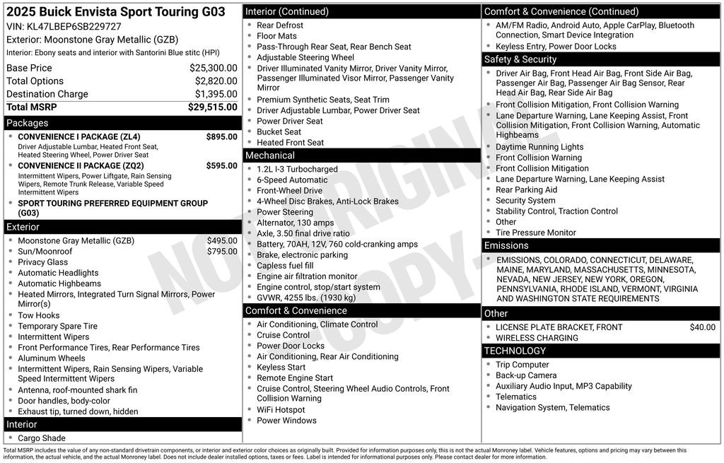 New 2025 Buick Envista Sport Touring w/ Convenience I Package image 6