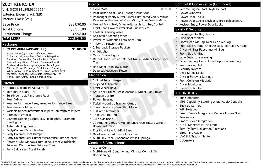 Used 2021 Kia K5 EX w/ EX Premium Package FWD image 42